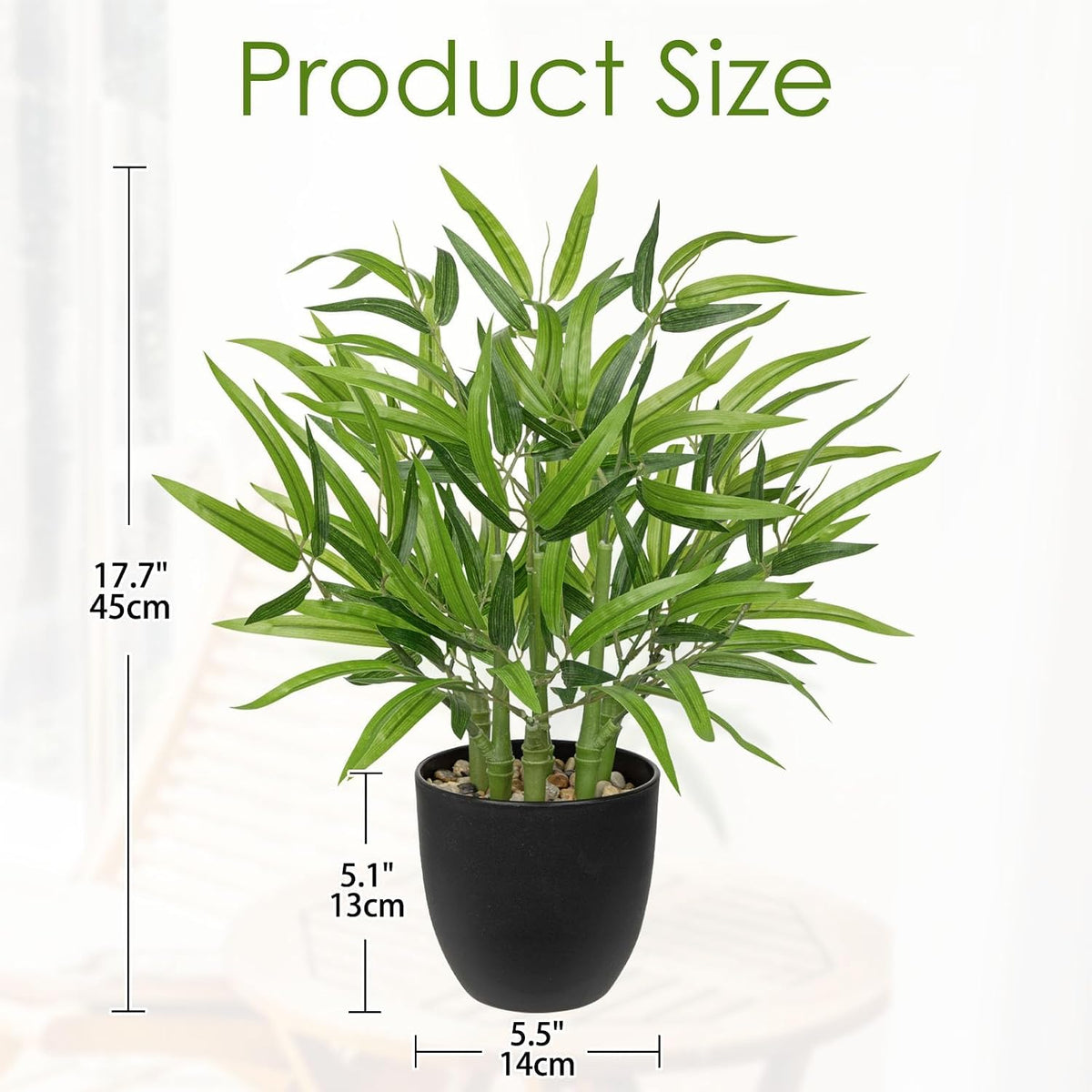 Artificial Lucky Bamboo Plant 17.3 Fake Plant in Rectangular Glass Pot for Centerpiece Table Decorations Farmhouse Wedding Home Greenery Decor