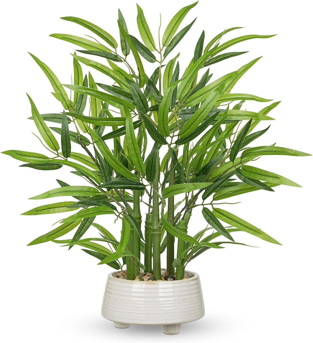 Artificial Lucky Bamboo Plant 17.3 Fake Plant in Rectangular Glass Pot for Centerpiece Table Decorations Farmhouse Wedding Home Greenery Decor