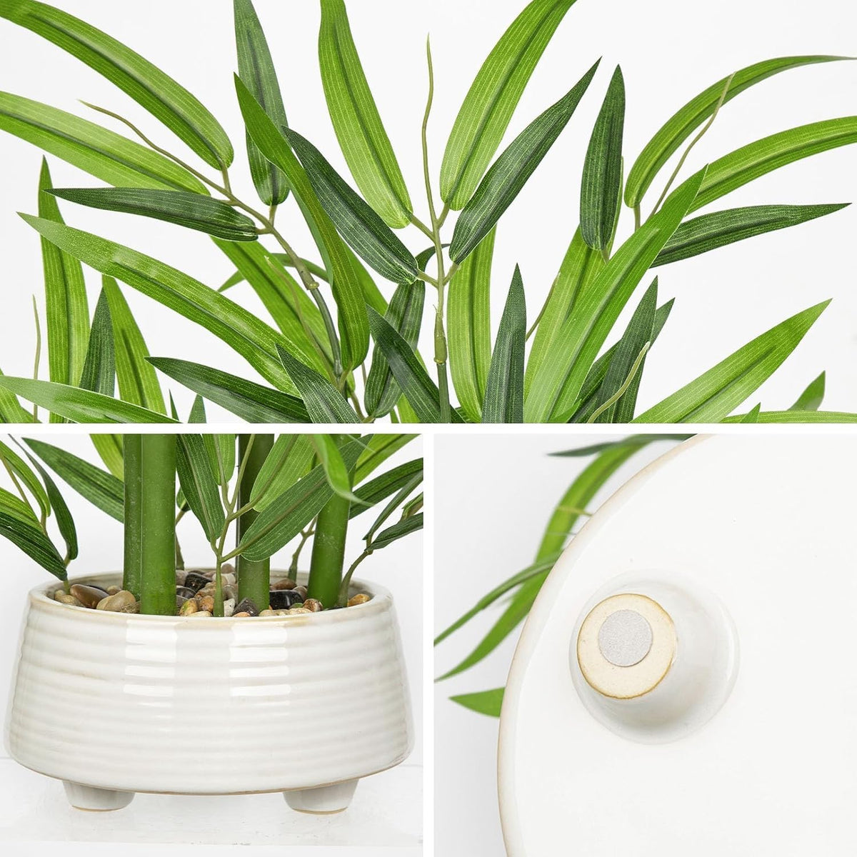 Artificial Lucky Bamboo Plant 17.3 Fake Plant in Rectangular Glass Pot for Centerpiece Table Decorations Farmhouse Wedding Home Greenery Decor