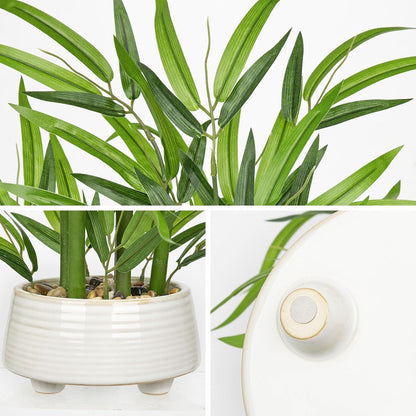 Artificial Lucky Bamboo Plant 17.3 Fake Plant in Rectangular Glass Pot for Centerpiece Table Decorations Farmhouse Wedding Home Greenery Decor