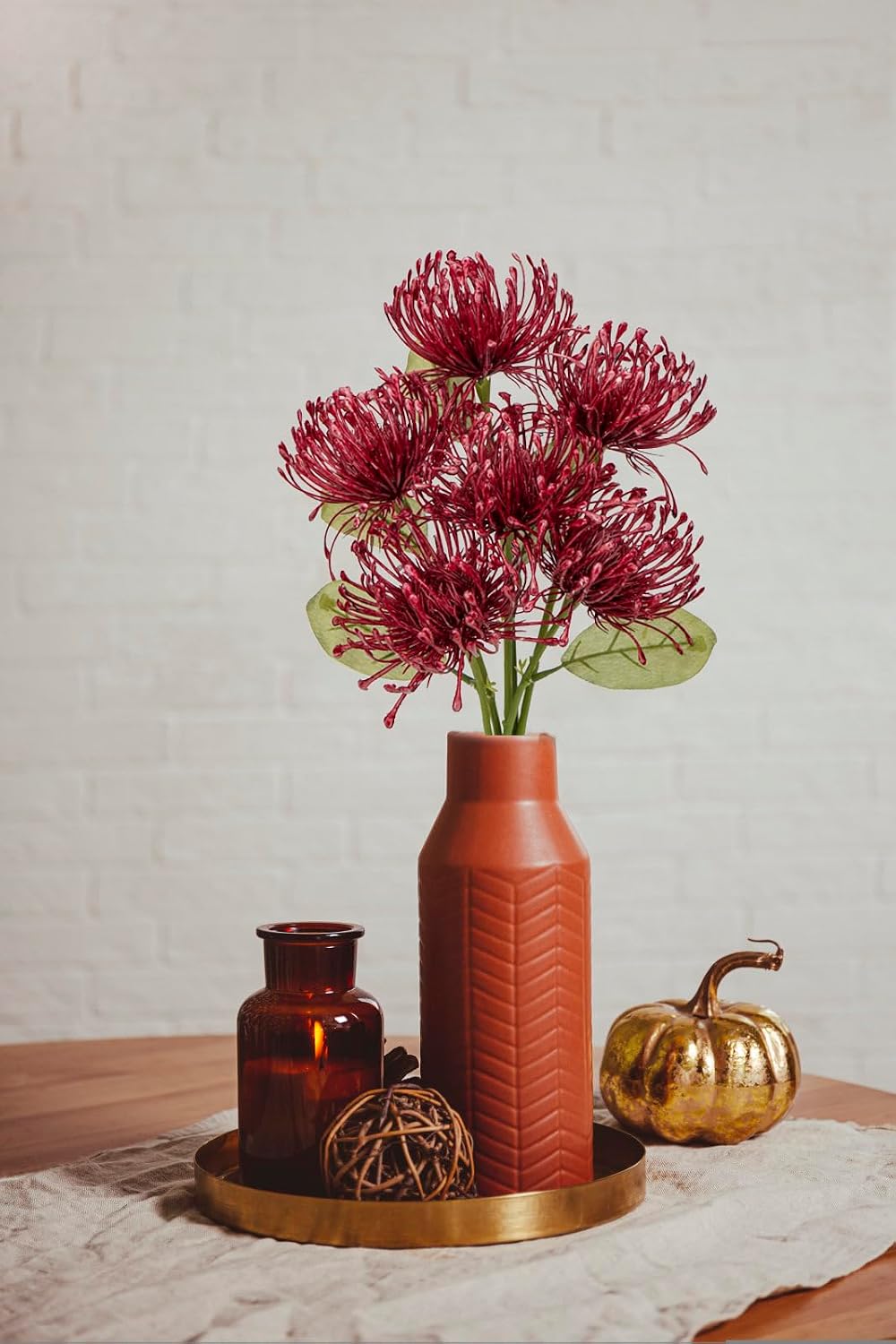 6PCS Chrysanthemum Artificial Flowers 4'' Fake Spider Mums Spring Flowers Large Faux Pincushion Flowers for Home Vase Table Centerpiece Wedding Bouquet (Pink)