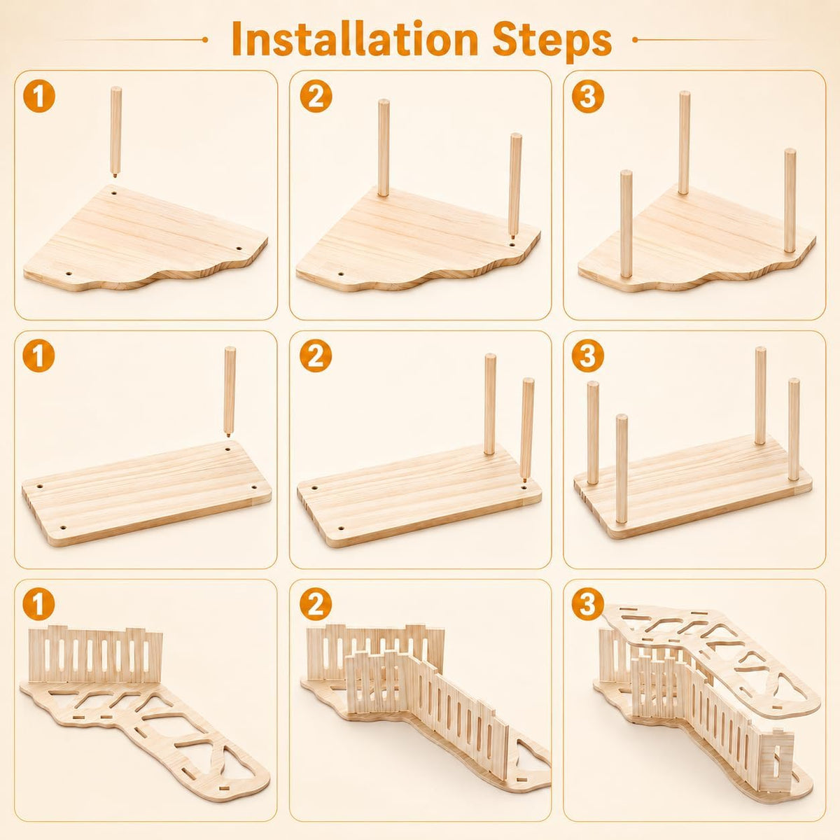 Hamster Platform, 4-Piece Set with Hamster Tunnel, Climbing Toys and Fence
