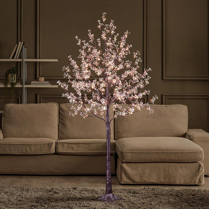 6FT Lighted Magnolia Tree 120L Artificial Plant, Faux Plant Tree with Warm White Lights for Spring Indoor Outdoor Home Party Wedding Decoration