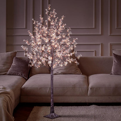 6FT Lighted Magnolia Tree 120L Artificial Plant, Faux Plant Tree with Warm White Lights for Spring Indoor Outdoor Home Party Wedding Decoration