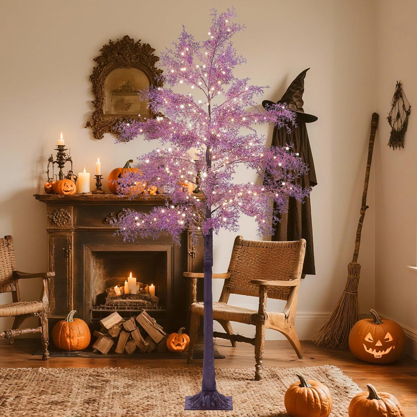 6FT Lighted Magnolia Tree 120L Artificial Plant, Faux Plant Tree with Warm White Lights for Spring Indoor Outdoor Home Party Wedding Decoration