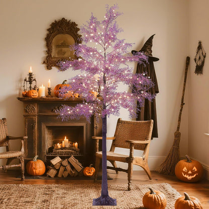 6FT Lighted Magnolia Tree 120L Artificial Plant, Faux Plant Tree with Warm White Lights for Spring Indoor Outdoor Home Party Wedding Decoration