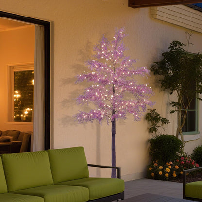 6FT Lighted Magnolia Tree 120L Artificial Plant, Faux Plant Tree with Warm White Lights for Spring Indoor Outdoor Home Party Wedding Decoration