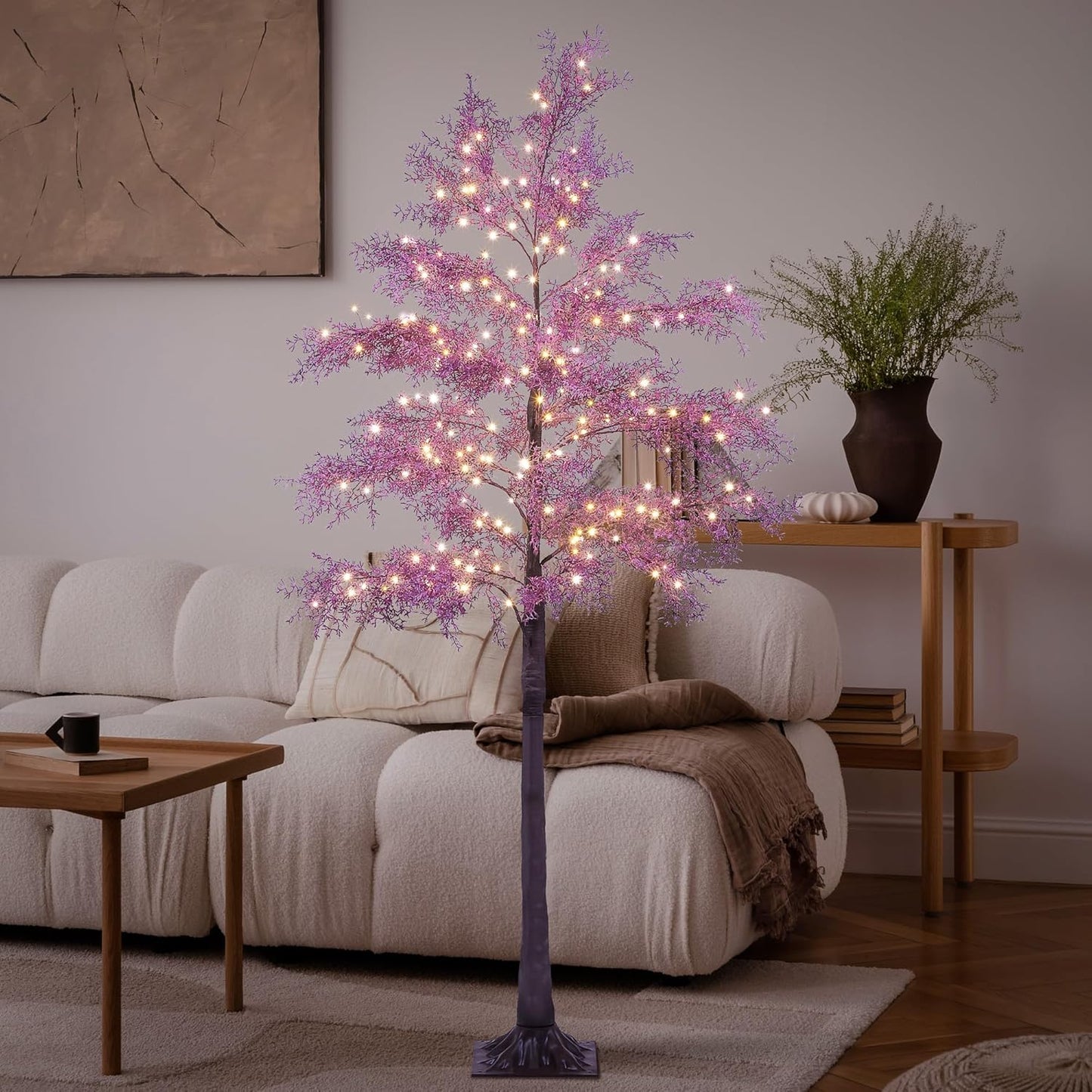 6FT Lighted Magnolia Tree 120L Artificial Plant, Faux Plant Tree with Warm White Lights for Spring Indoor Outdoor Home Party Wedding Decoration