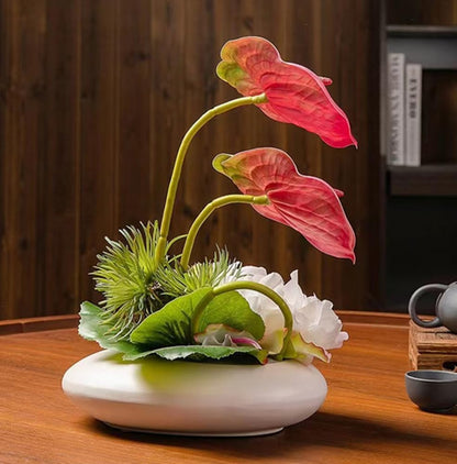 5pcs Dark Green Artificial Anthurium Lily Flowers Permanent Tropical Flower