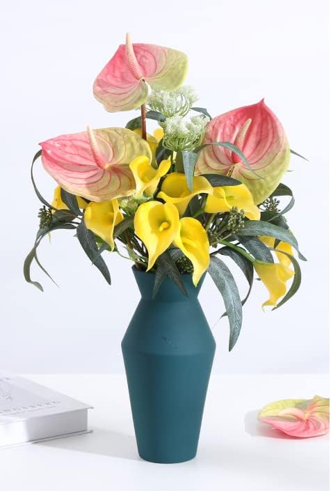 5pcs Dark Green Artificial Anthurium Lily Flowers Permanent Tropical Flower