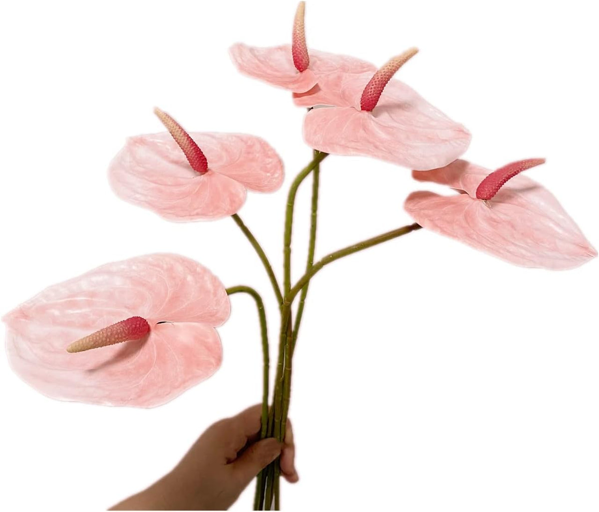 5pcs Dark Green Artificial Anthurium Lily Flowers Permanent Tropical Flower