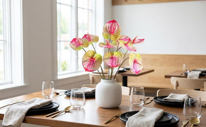 5pcs Dark Green Artificial Anthurium Lily Flowers Permanent Tropical Flower