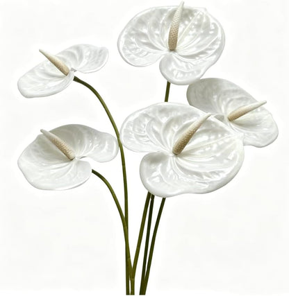 5pcs Dark Green Artificial Anthurium Lily Flowers Permanent Tropical Flower