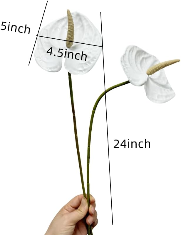 5pcs Dark Green Artificial Anthurium Lily Flowers Permanent Tropical Flower
