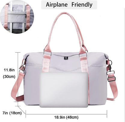 Gym Bag with Wet Pocket, Foldable Travel Duffle Bag Carry On Weekender Bags for Women, Waterproof Overnight Bag for Travel, Gym, Yoga