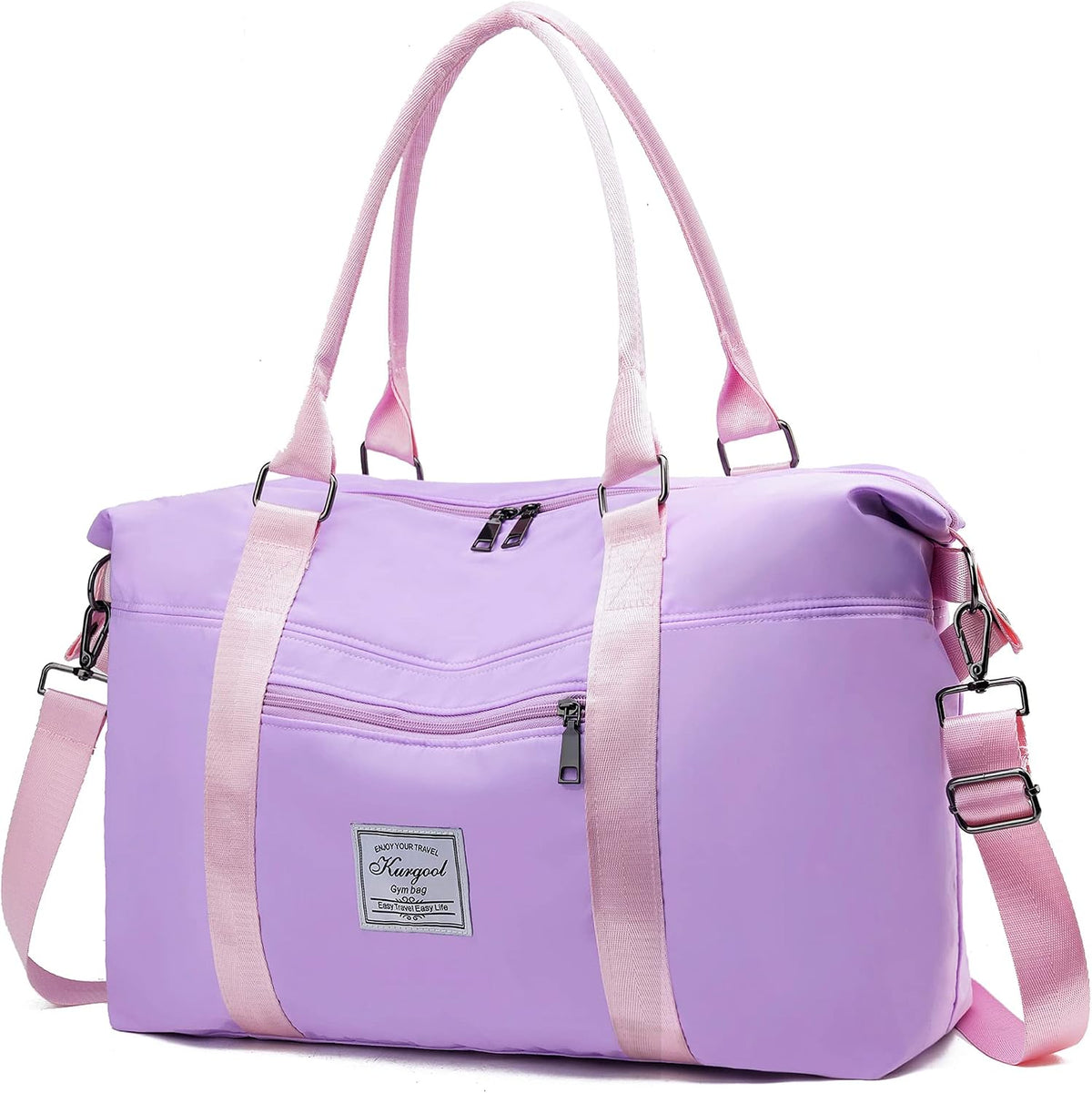Gym Bag with Wet Pocket, Foldable Travel Duffle Bag Carry On Weekender Bags for Women, Waterproof Overnight Bag for Travel, Gym, Yoga