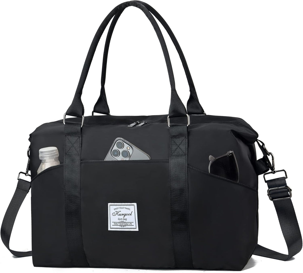 Gym Bag with Wet Pocket, Foldable Travel Duffle Bag Carry On Weekender Bags for Women, Waterproof Overnight Bag for Travel, Gym, Yoga