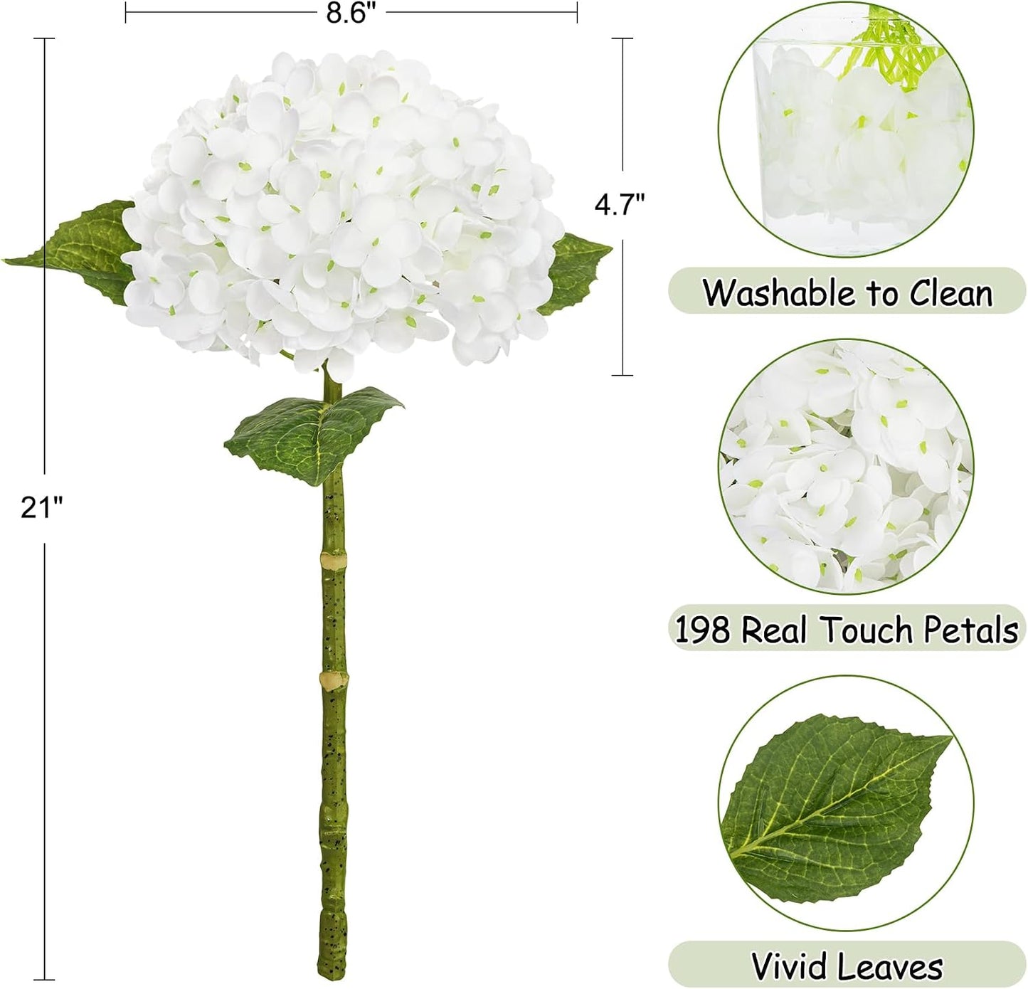 4 Pcs 21" Blue Hydrangea Artificial Flowers for Decorations | Realistic, lates real touch faux hydrangeas, for wedding bouquet party table centerpieces arrangements home decorations