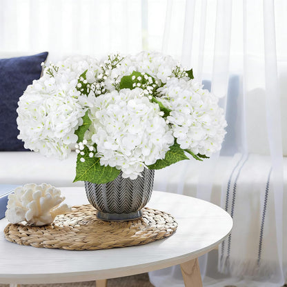 4 Pcs 21" Blue Hydrangea Artificial Flowers for Decorations | Realistic, lates real touch faux hydrangeas, for wedding bouquet party table centerpieces arrangements home decorations