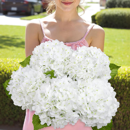 4 Pcs 21" Blue Hydrangea Artificial Flowers for Decorations | Realistic, lates real touch faux hydrangeas, for wedding bouquet party table centerpieces arrangements home decorations