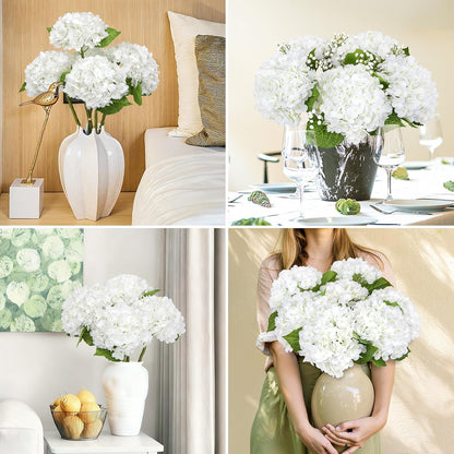 4 Pcs 21" Blue Hydrangea Artificial Flowers for Decorations | Realistic, lates real touch faux hydrangeas, for wedding bouquet party table centerpieces arrangements home decorations