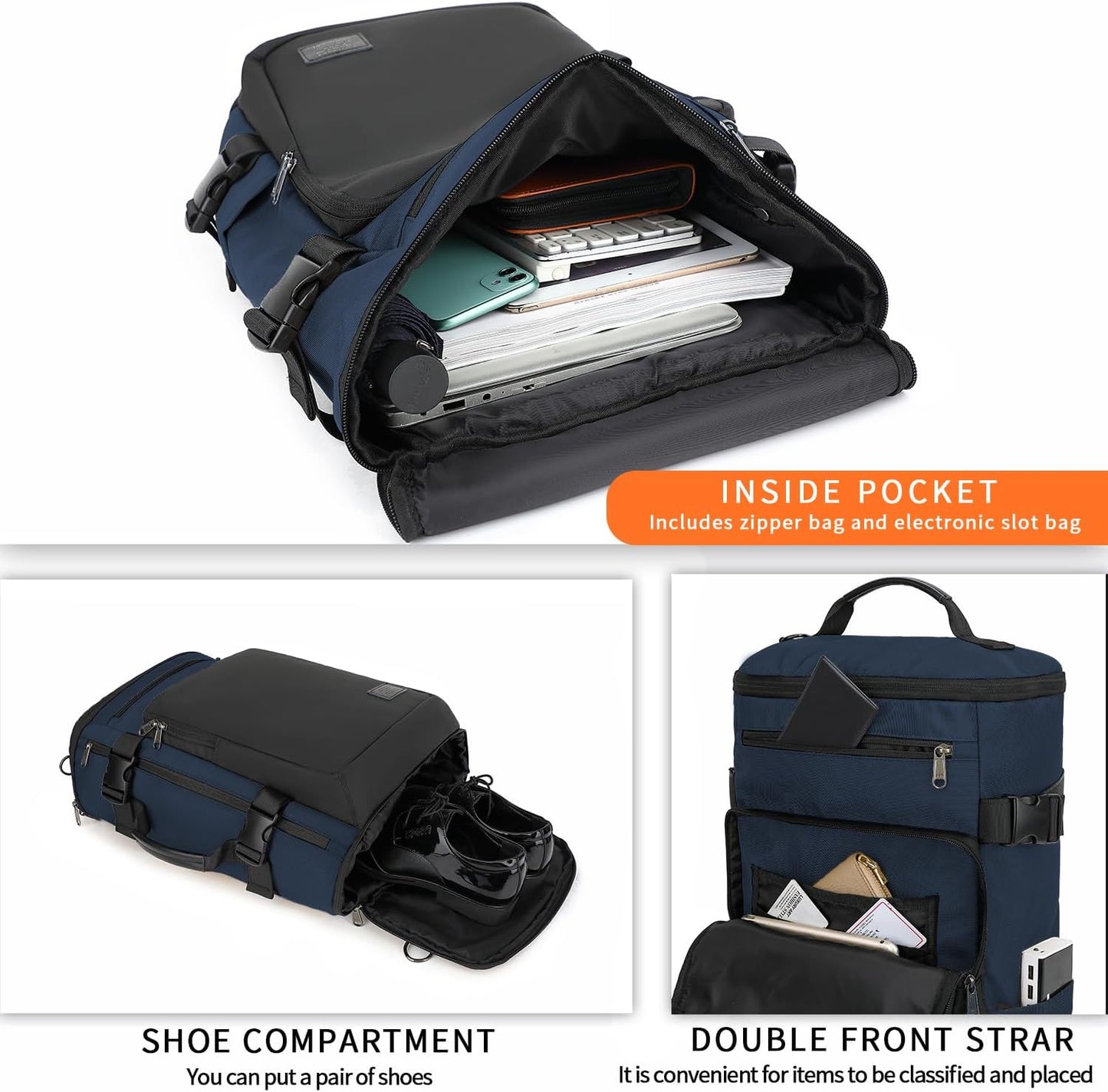 Gym Duffle Bag Backpack 4-Way Waterproof with Shoes Compartment for travel Sport Hiking laptop - Colors B