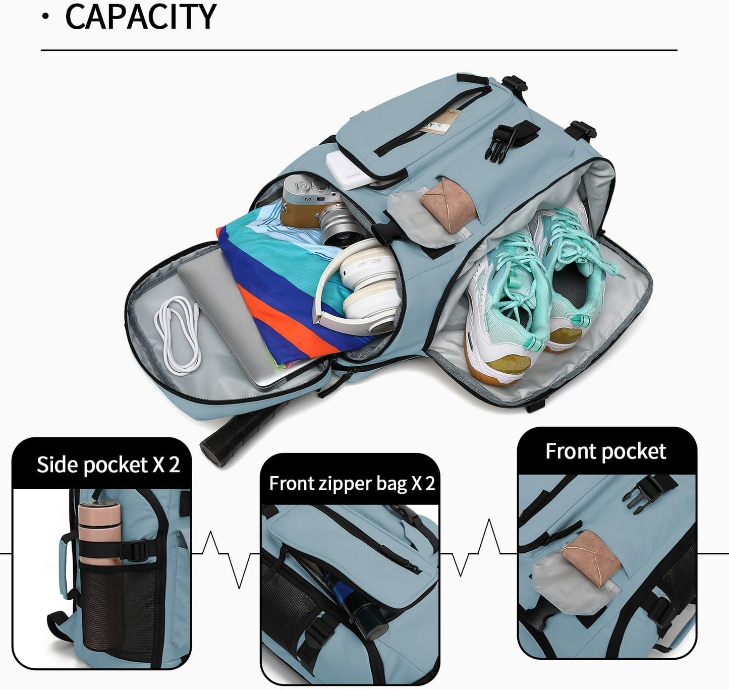 Gym Duffle Bag Backpack 4-Way Waterproof with Shoes Compartment for travel Sport Hiking laptop - Colors B