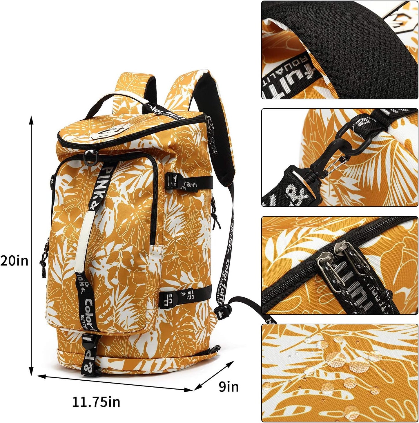 Gym Duffle Bag Backpack 4-Way Waterproof with Shoes Compartment for travel Sport Hiking laptop - Colors B