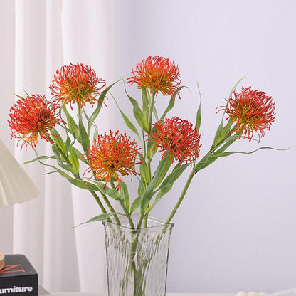 4Pcs 20.5" Artificial Protea Fall Chrysanthemum Faux Pincushion Flowers