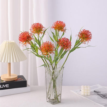 4Pcs 20.5" Artificial Protea Fall Chrysanthemum Faux Pincushion Flowers