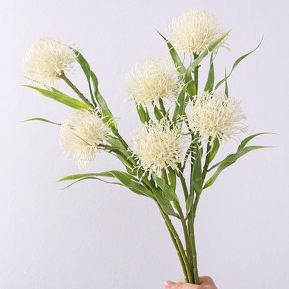 4Pcs 20.5" Artificial Protea Fall Chrysanthemum Faux Pincushion Flowers