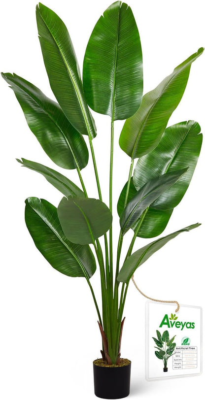 6ft Artificial Fiddle Leaf Fig Tree for Home Decor, 6 Feet Large Faux Plant Fake Ficus lyrata Silk Trees with Pot for Indoor Outdoor House Living Room Office (6 ft Tall)