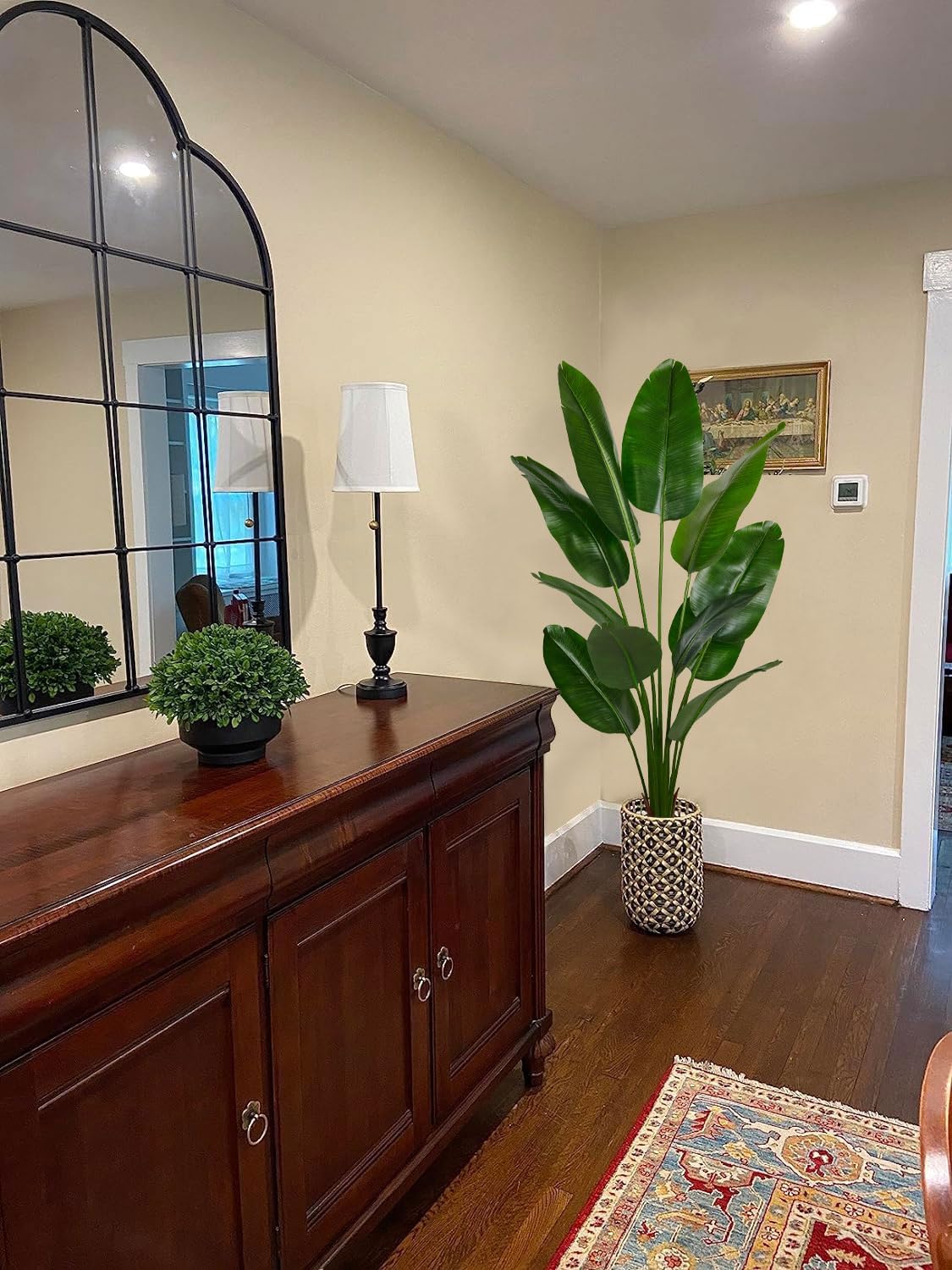 6ft Artificial Fiddle Leaf Fig Tree for Home Decor, 6 Feet Large Faux Plant Fake Ficus lyrata Silk Trees with Pot for Indoor Outdoor House Living Room Office (6 ft Tall)