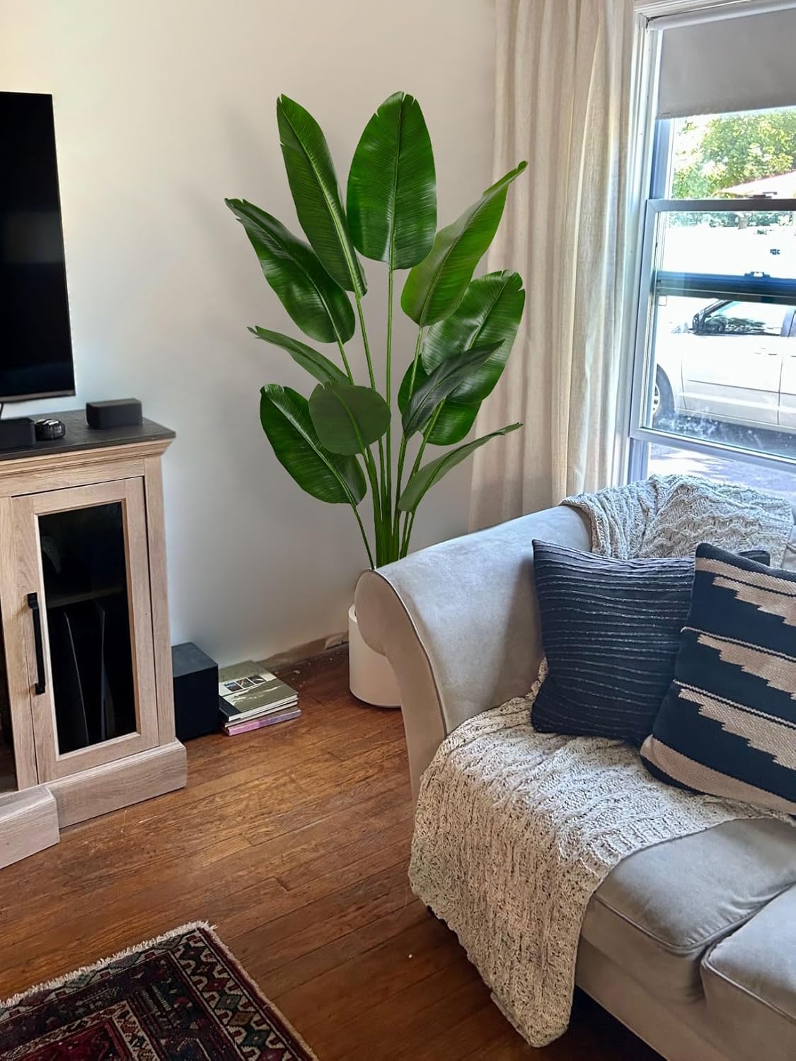 6ft Artificial Fiddle Leaf Fig Tree for Home Decor, 6 Feet Large Faux Plant Fake Ficus lyrata Silk Trees with Pot for Indoor Outdoor House Living Room Office (6 ft Tall)