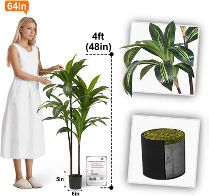 6ft Artificial Fiddle Leaf Fig Tree for Home Decor, 6 Feet Large Faux Plant Fake Ficus lyrata Silk Trees with Pot for Indoor Outdoor House Living Room Office (6 ft Tall)