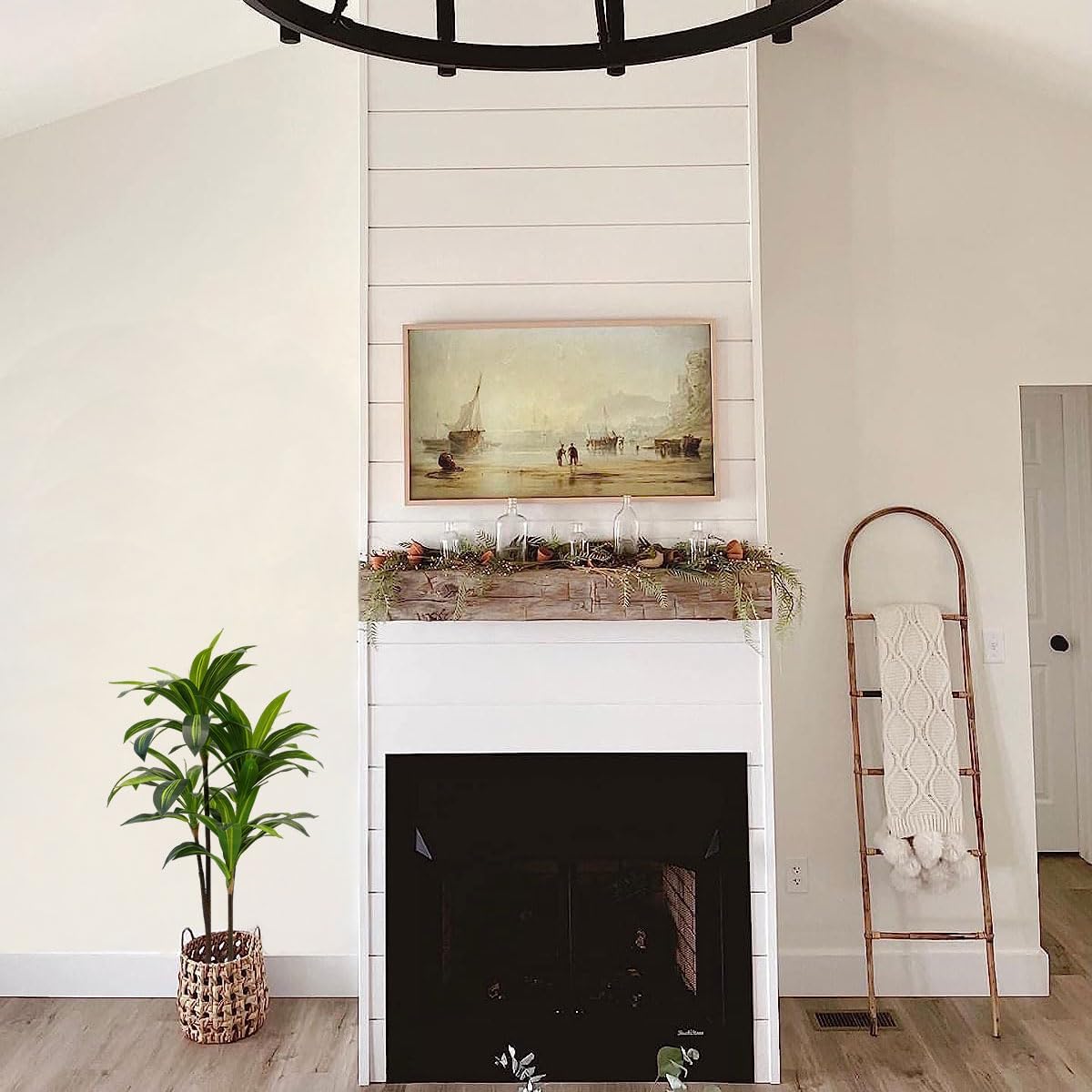 6ft Artificial Fiddle Leaf Fig Tree for Home Decor, 6 Feet Large Faux Plant Fake Ficus lyrata Silk Trees with Pot for Indoor Outdoor House Living Room Office (6 ft Tall)