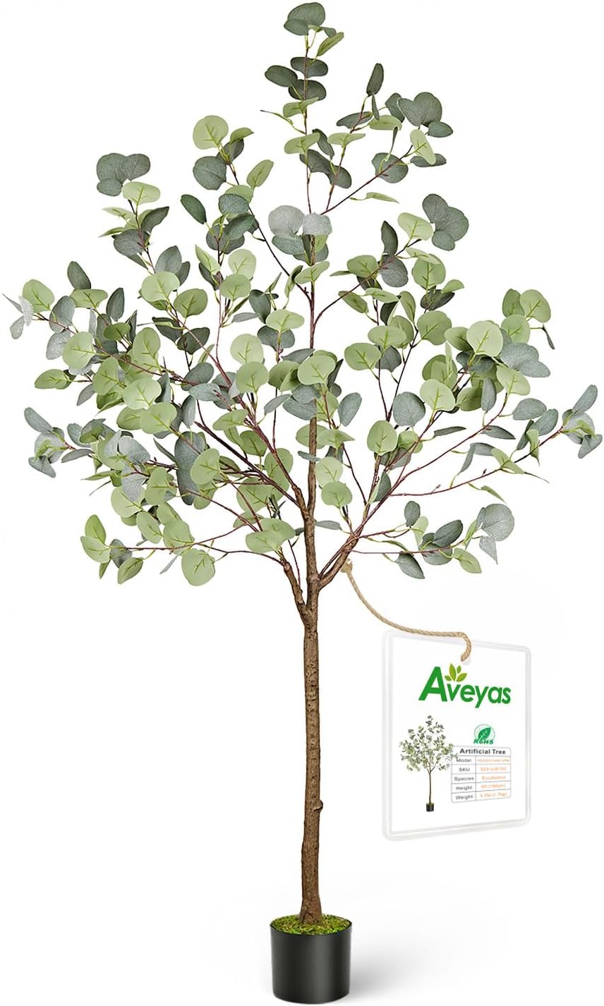 6ft Artificial Fiddle Leaf Fig Tree for Home Decor, 6 Feet Large Faux Plant Fake Ficus lyrata Silk Trees with Pot for Indoor Outdoor House Living Room Office (6 ft Tall)