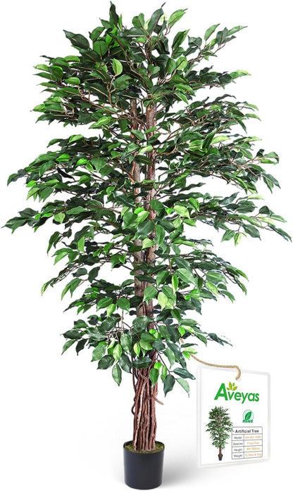 6ft Artificial Fiddle Leaf Fig Tree for Home Decor, 6 Feet Large Faux Plant Fake Ficus lyrata Silk Trees with Pot for Indoor Outdoor House Living Room Office (6 ft Tall)