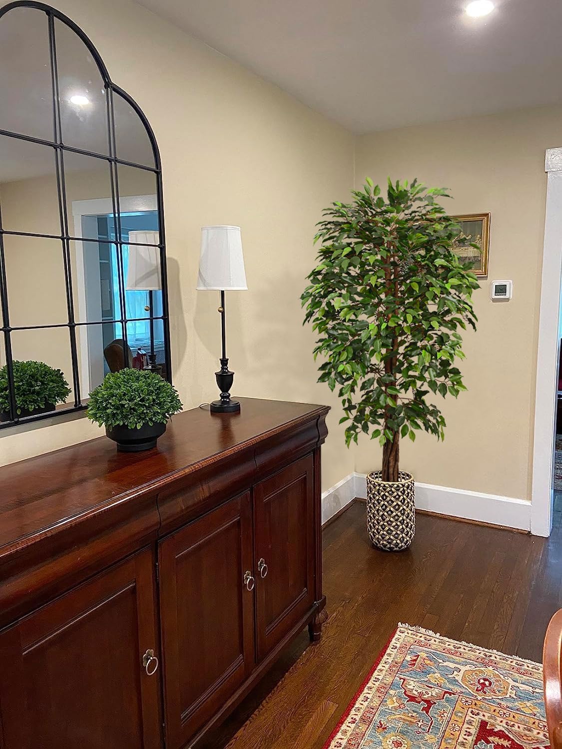 6ft Artificial Fiddle Leaf Fig Tree for Home Decor, 6 Feet Large Faux Plant Fake Ficus lyrata Silk Trees with Pot for Indoor Outdoor House Living Room Office (6 ft Tall)