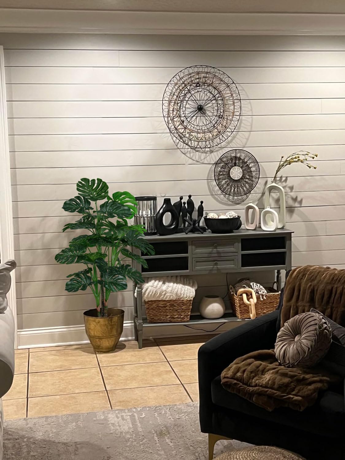 6ft Artificial Fiddle Leaf Fig Tree for Home Decor, 6 Feet Large Faux Plant Fake Ficus lyrata Silk Trees with Pot for Indoor Outdoor House Living Room Office (6 ft Tall)