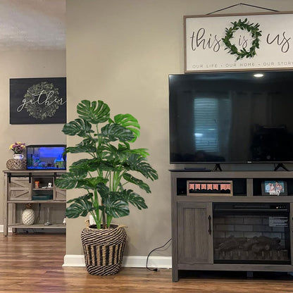 6ft Artificial Fiddle Leaf Fig Tree for Home Decor, 6 Feet Large Faux Plant Fake Ficus lyrata Silk Trees with Pot for Indoor Outdoor House Living Room Office (6 ft Tall)