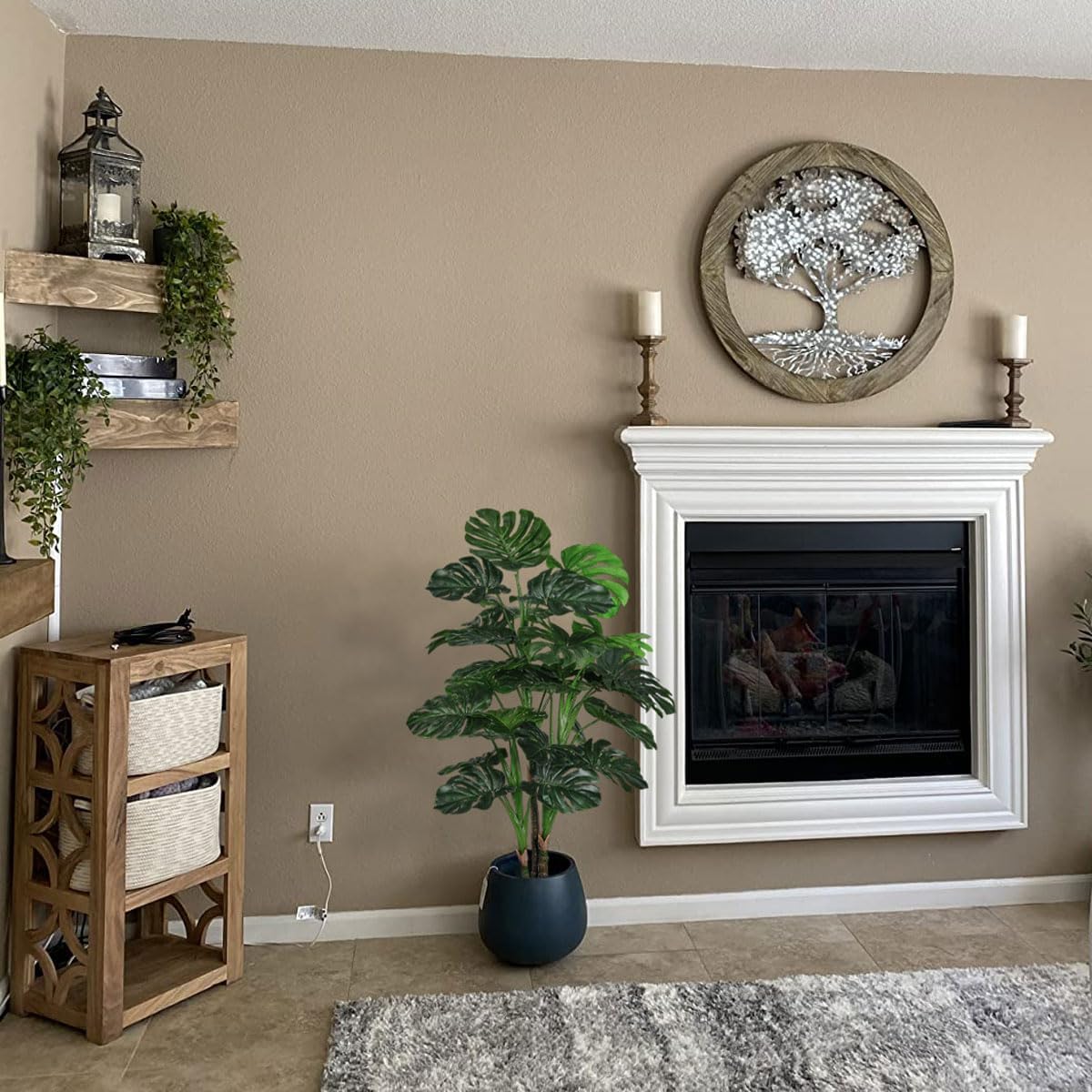 6ft Artificial Fiddle Leaf Fig Tree for Home Decor, 6 Feet Large Faux Plant Fake Ficus lyrata Silk Trees with Pot for Indoor Outdoor House Living Room Office (6 ft Tall)