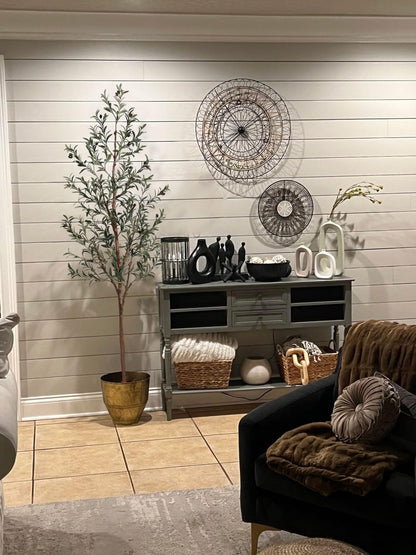 6ft Artificial Fiddle Leaf Fig Tree for Home Decor, 6 Feet Large Faux Plant Fake Ficus lyrata Silk Trees with Pot for Indoor Outdoor House Living Room Office (6 ft Tall)