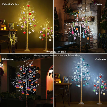 Lighted Birch Tree, 6ft 96LED Birch Tree Lights,Artificial Twig Tree Light 9Modes Timer for Indoor Outdoor Christmas Halloween Easter Tree Home Party Wedding Decor,Warm & Cool White