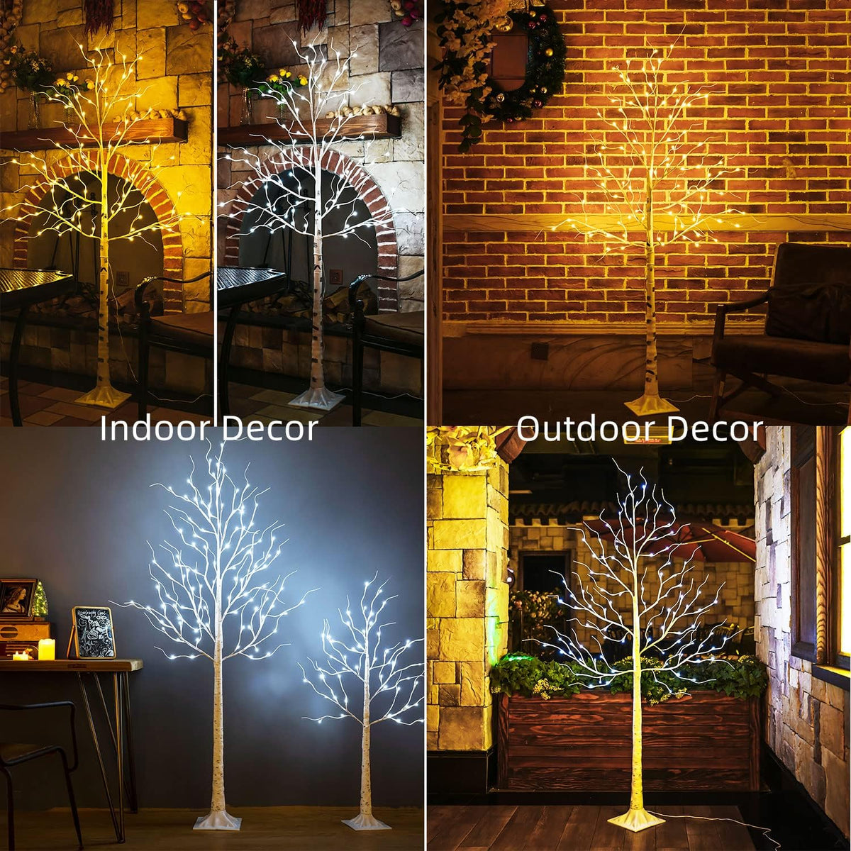 Lighted Birch Tree, 6ft 96LED Birch Tree Lights,Artificial Twig Tree Light 9Modes Timer for Indoor Outdoor Christmas Halloween Easter Tree Home Party Wedding Decor,Warm & Cool White