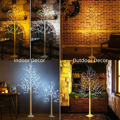 Lighted Birch Tree, 6ft 96LED Birch Tree Lights,Artificial Twig Tree Light 9Modes Timer for Indoor Outdoor Christmas Halloween Easter Tree Home Party Wedding Decor,Warm & Cool White