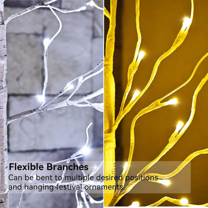 Lighted Birch Tree, 6ft 96LED Birch Tree Lights,Artificial Twig Tree Light 9Modes Timer for Indoor Outdoor Christmas Halloween Easter Tree Home Party Wedding Decor,Warm & Cool White