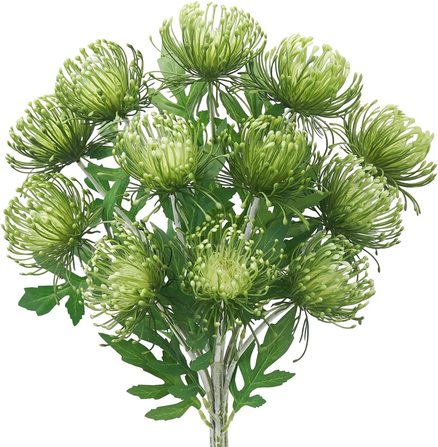 27.6" Tropical Flowers Artificial with 3 Heads Long Stem 4 PCS Fake Mums | Orange Flowers Artificial Plastic Protea Spider Mum Arrangement for Table Centerpieces Home Kitchen Office Bathroom Decor