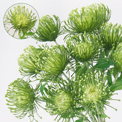 27.6" Tropical Flowers Artificial with 3 Heads Long Stem 4 PCS Fake Mums | Orange Flowers Artificial Plastic Protea Spider Mum Arrangement for Table Centerpieces Home Kitchen Office Bathroom Decor
