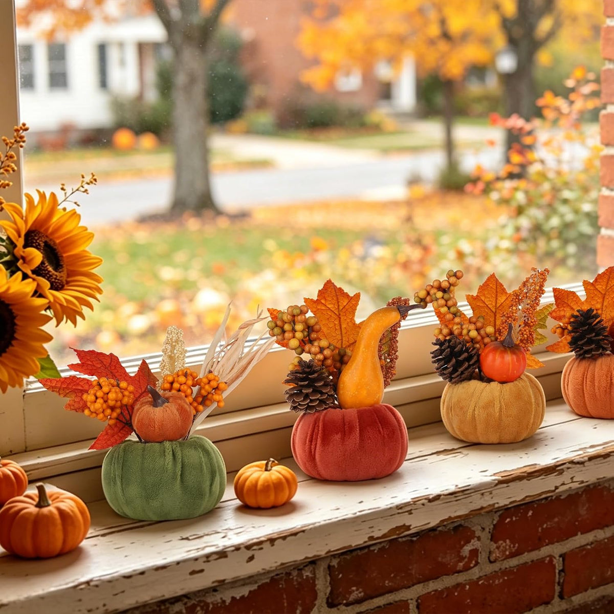 5PCS Fall Thanksgiving Pumpkins Decor for Autumn Home Indoor Decorations